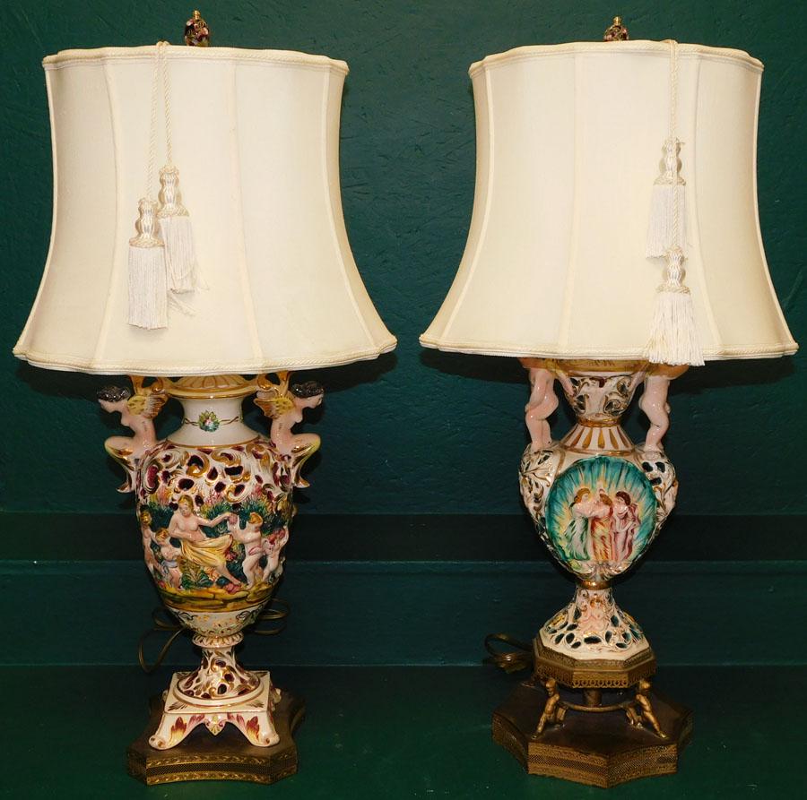 2 Capodimonte Urns Made Into Lamps (1 of 7)