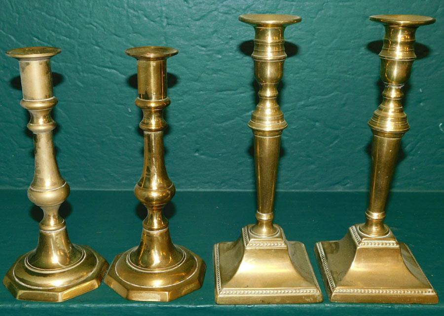 2 Pair of Antique Brass Candlesticks (1 of 2)