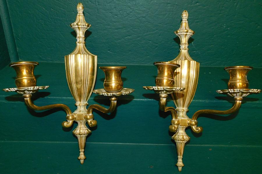 Pair of Antique Brass Wall Sconces (1 of 3)