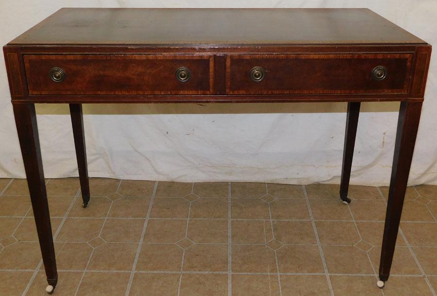 Mahogany Inlaid 1 Drawer Desk: Mahogany Inlaid 1 Drawer Desk . 41" W 21" D 29 1/2" H