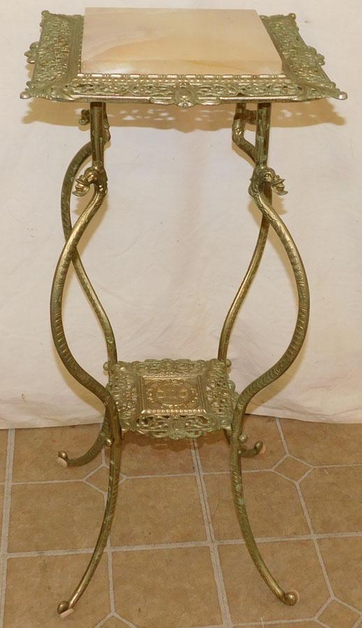 Metal & Onyx Victorian Plant Stand (1 of 2)