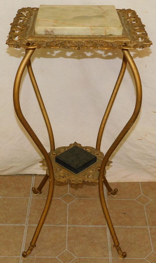 Metal & Onyx Victorian Plant Stand (1 of 2)