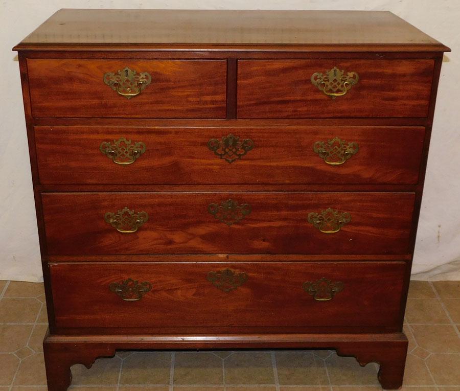 19th C Mahogany 2/3 Chippendale Chest (1 of 7)