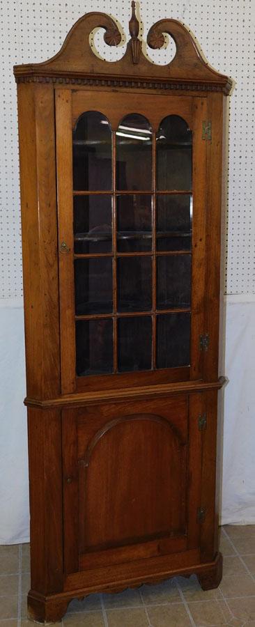 19th C Wal 1-Part Corner Cabinet w Shaped Shelves (1 of 7)