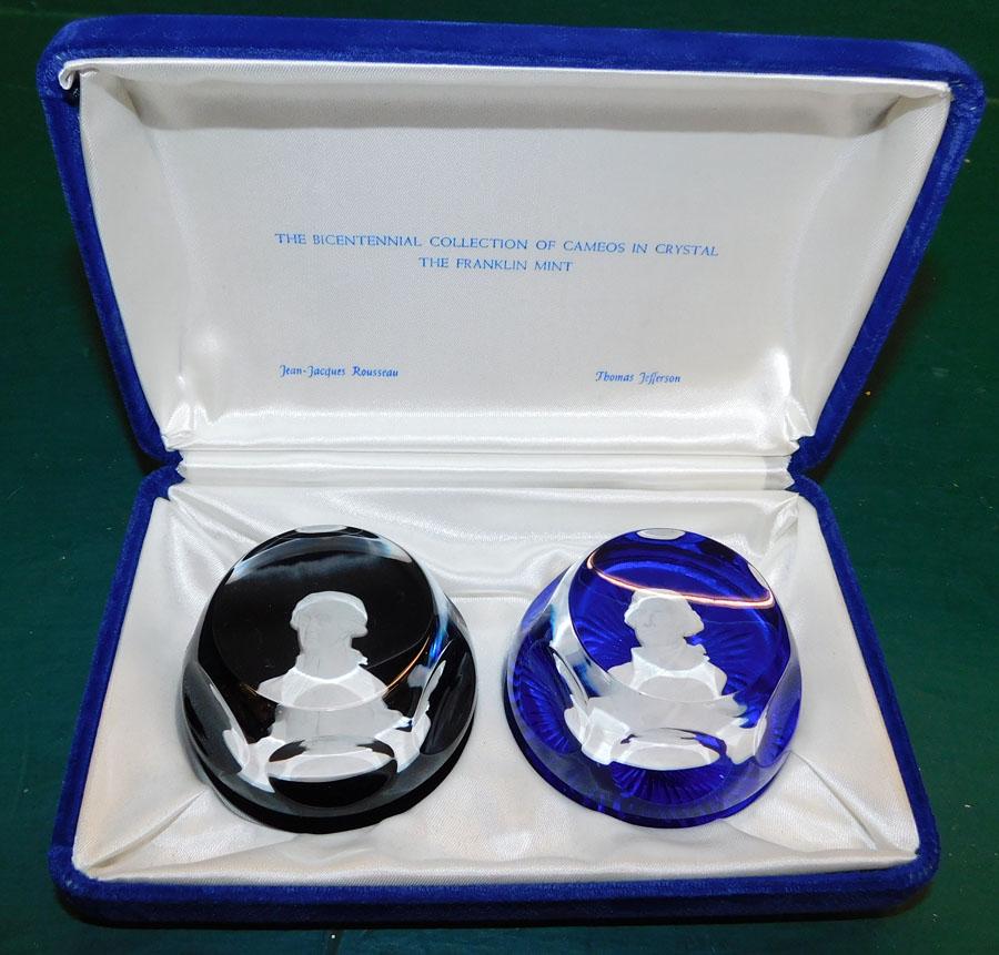 Pair of Franklin Mint Baccarat Paperweights in Case (1 of 3)