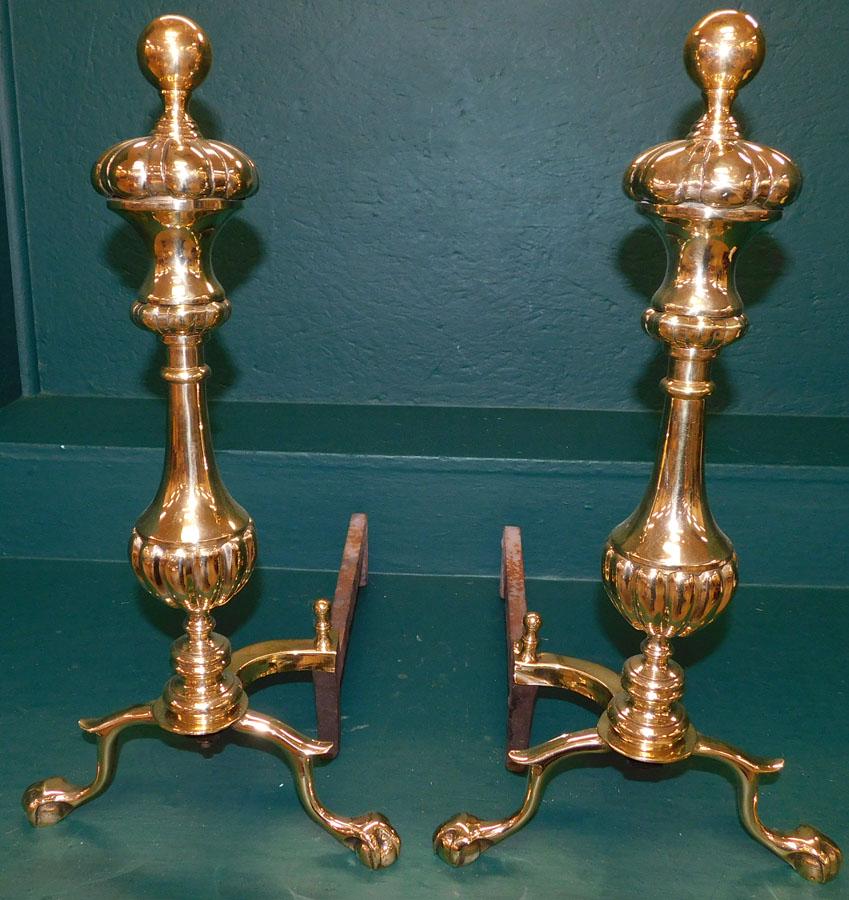 Pair of Polished Brass Andirons (1 of 2)