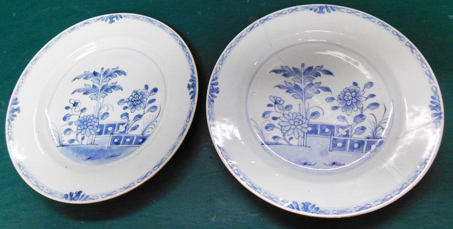 2 Blue & White Export Plates, (1 As Is) (1 of 3)