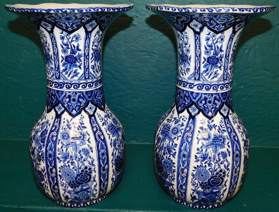 Pair of Delft Blue & White Vases by Boch (1 of 5)