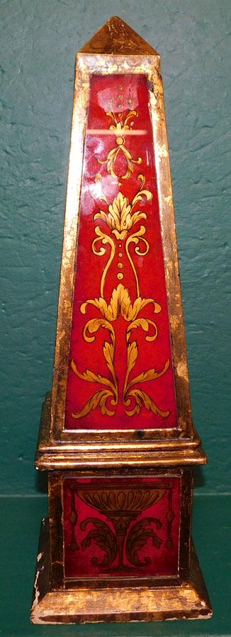Gilt & Eglomised Obelisk: Gilt & Eglomised Obelisk. 19 1/4" H