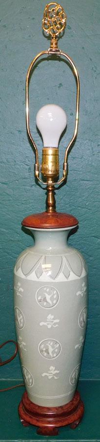 Celadon Type Porcelain Vase Made Into Lamp (1 of 3)