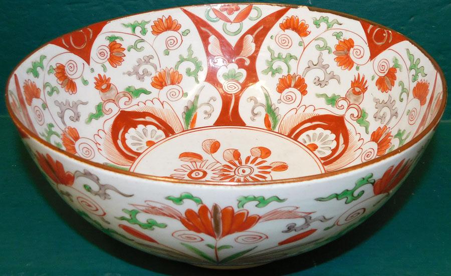 19th C Oriental Paint Decorated Bowl (1 of 4)