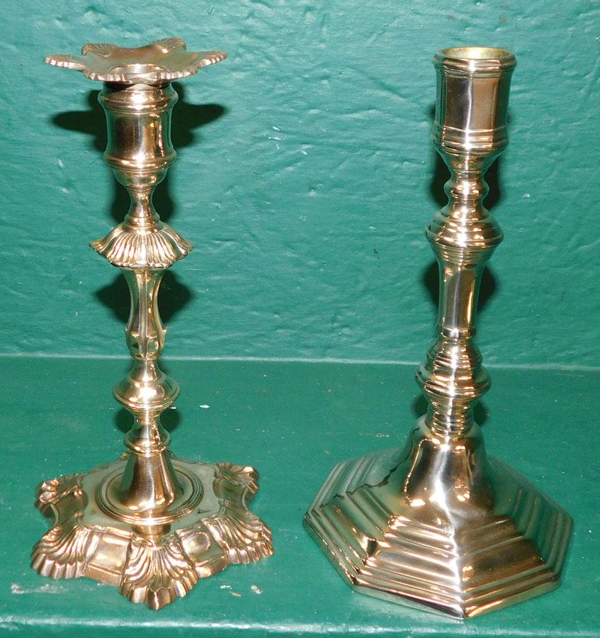 Silver on Brass Candlestick & Ornate Brass Candlestick (1 of 2)