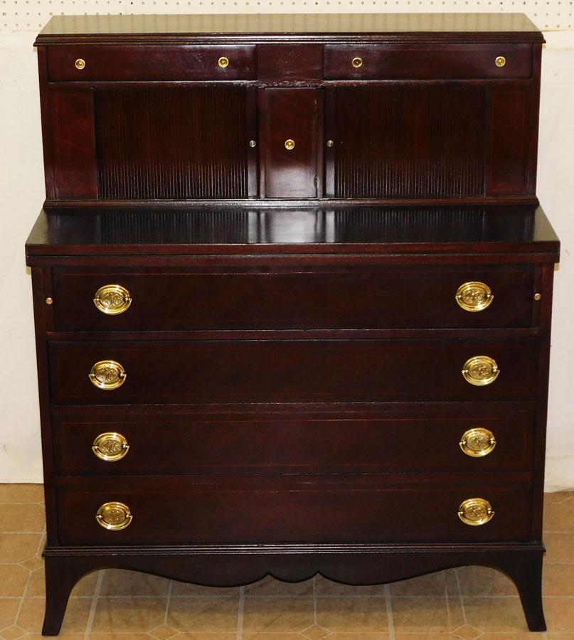 Inlaid Mahogany Tambour Door Secretary (1 of 7)