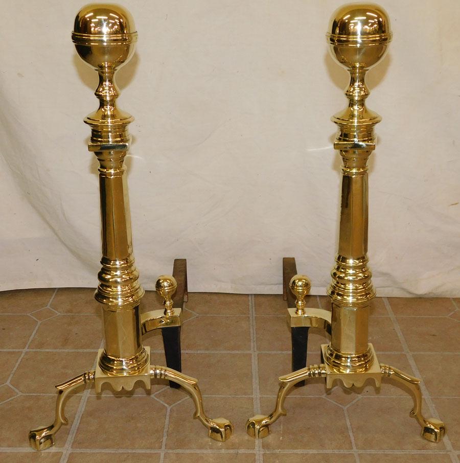 Pr Brass Canonball Andirons by VA Metal Crafters (1 of 5)