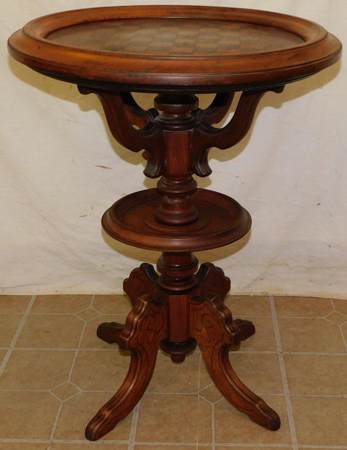 Walnut Victorian Checkerboard Top Inlay Stand (1 of 3)