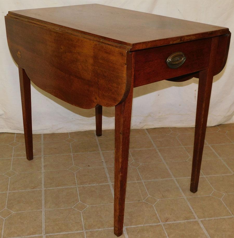 19th C Walnut Drop-Leaf Table with Drawer (1 of 5)