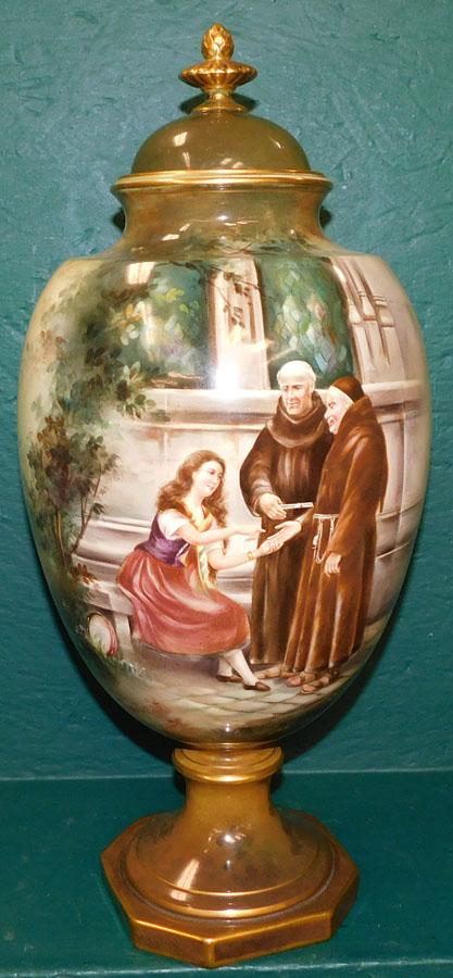 Large HP Royal Bonn Covered Porcelain Urn Signed (1 of 8)