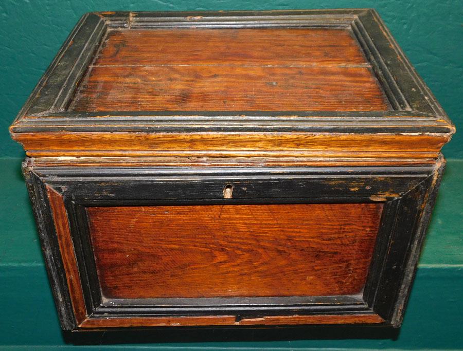 19th C Heart Pine Box with Brass Handles (1 of 4)