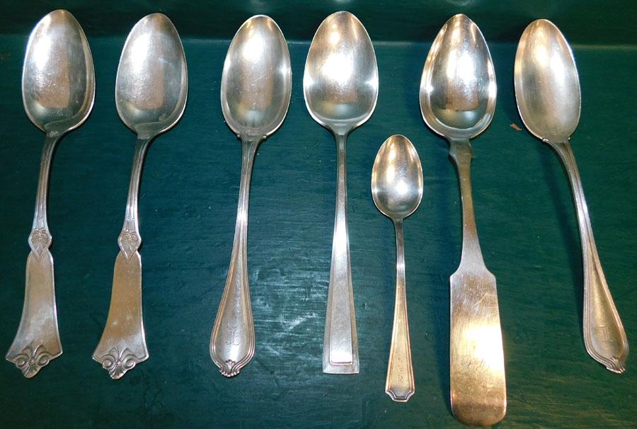 6 Sterling Spoons & 1 Coin Silver Spoon, (11.3 T.O) (1 of 4)