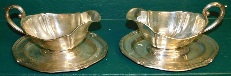 Pr German .835 Silver Sauce Boats w Undertrays(31.1 (1 of 3)