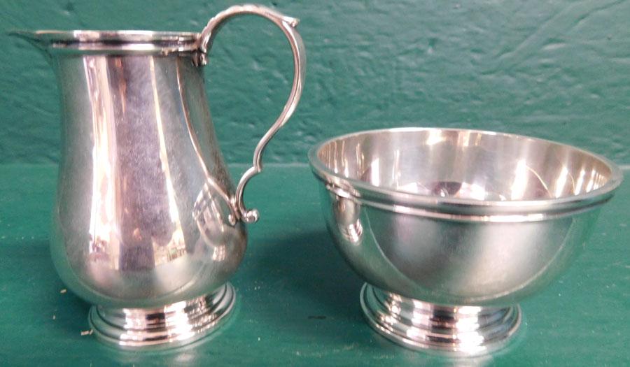 Gorham Sterling Creamer & Sugar, (7.3 T.O): Gorham Sterling Creamer & Sugar, (7.3 T.O). 3 1/2" H