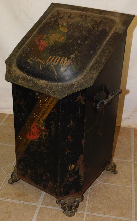Antique Tole Paint Decorated Coal Hod (1 of 4)