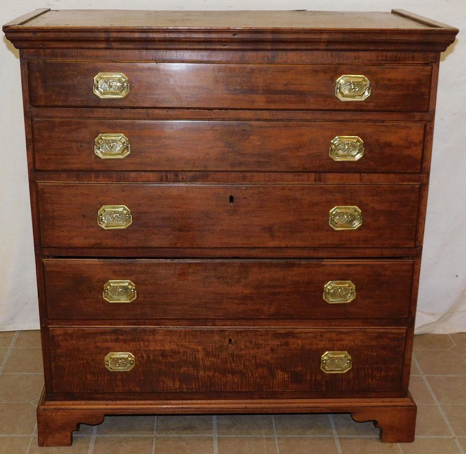 Early 19th C American Cherry Chest with Eagle Brasses (1 of 6)