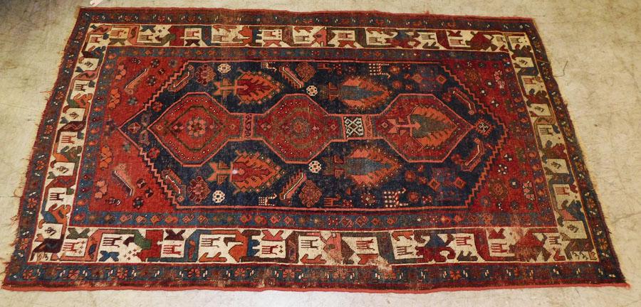 4' 3" x 7' 4" Antique Handmade Oriental Rug (1 of 7)