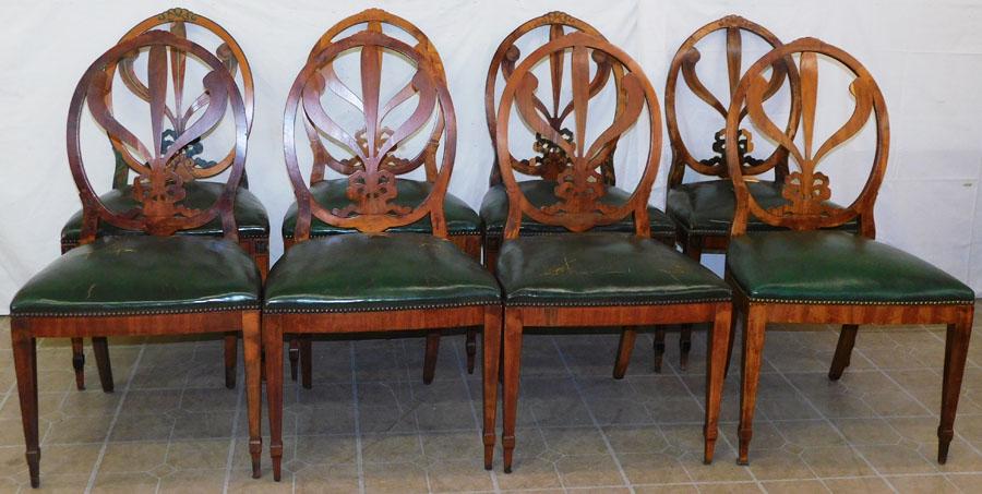 8 Cherry/Yew Wood Adams Style Shield Back Chairs (1 of 11)