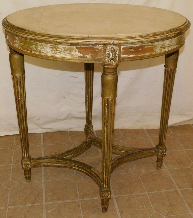 19th C Painted French Oval Marble Top Table (1 of 3)