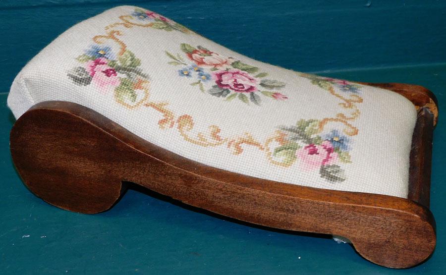 19th C Mahogany Needlepoint Top Gout Stool (1 of 2)