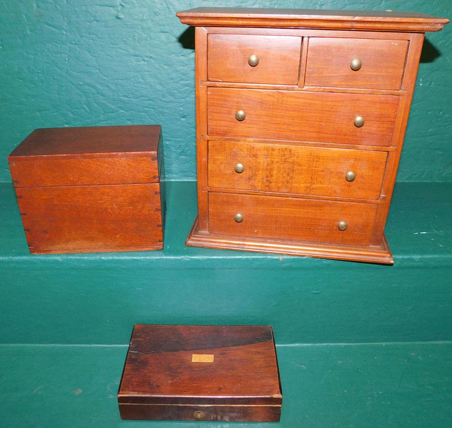 Pine 2/3 Dr Mini Chest, Mah Dovetail Box, Pen Box (1 of 4)