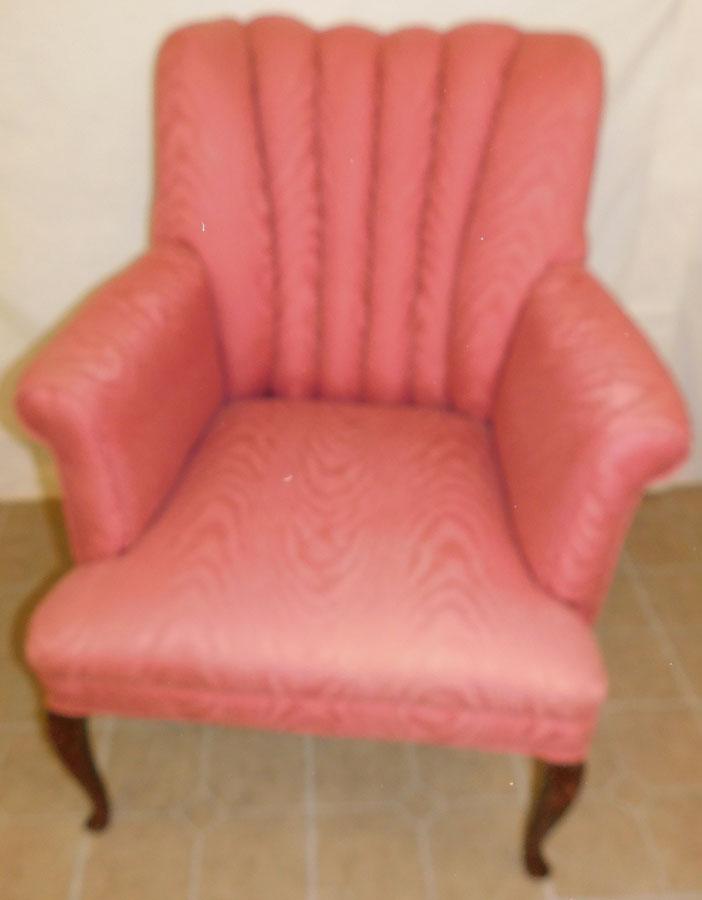 Mahogany Upholstered Arm Chair: Mahogany Upholstered Arm Chair. 35 1/2" H