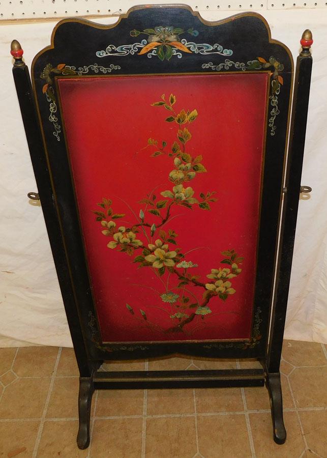 Black Lacquered Paint Decorated Fire Screen (1 of 2)
