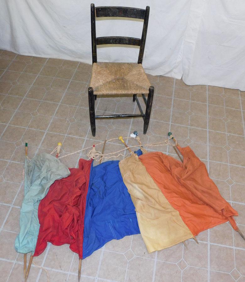 Ant Pnt Dec Ladderback Arm Chair & Childs Game (1 of 2)