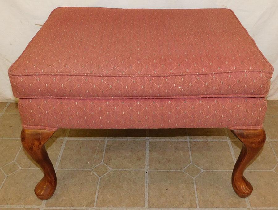Mahogany Upholstered Queen Anne Ottoman (1 of 2)