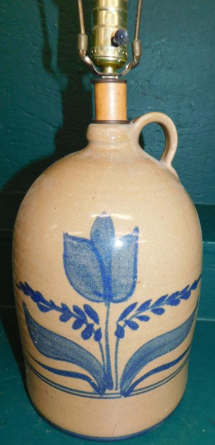 Pottery Jug Made Into Lamp (Has Crack) (1 of 1)