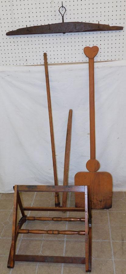4 Primitive Items, (Paper Rack, Pot Holder & Shovel) (1 of 2)