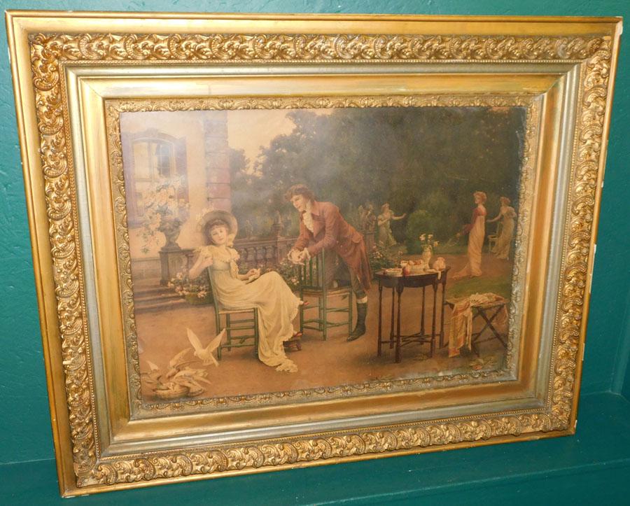 Large Antique Gilt Frame Victorian Courting Scene (1 of 4)