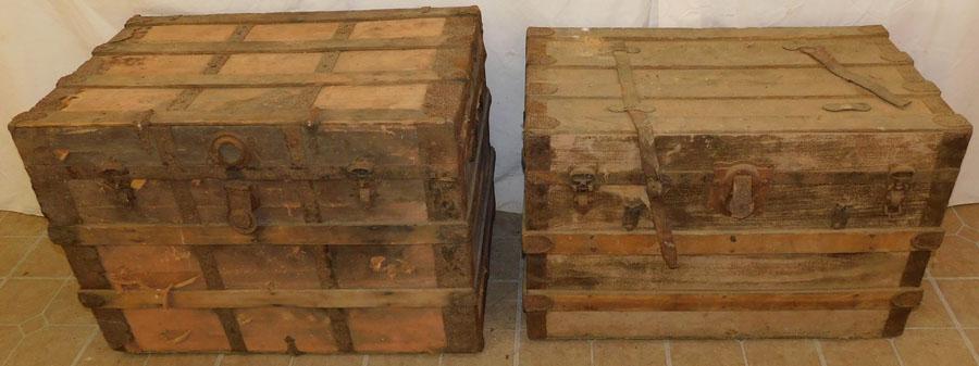 2 Antique Flat Top Trunks (1 of 2)