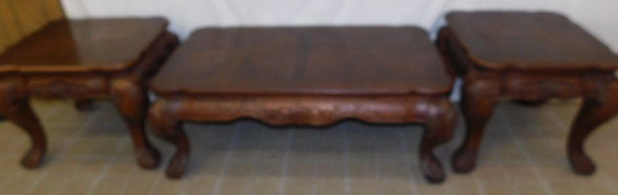 Pair of Carved Mahogany End Tables & Coffee Table (1 of 3)
