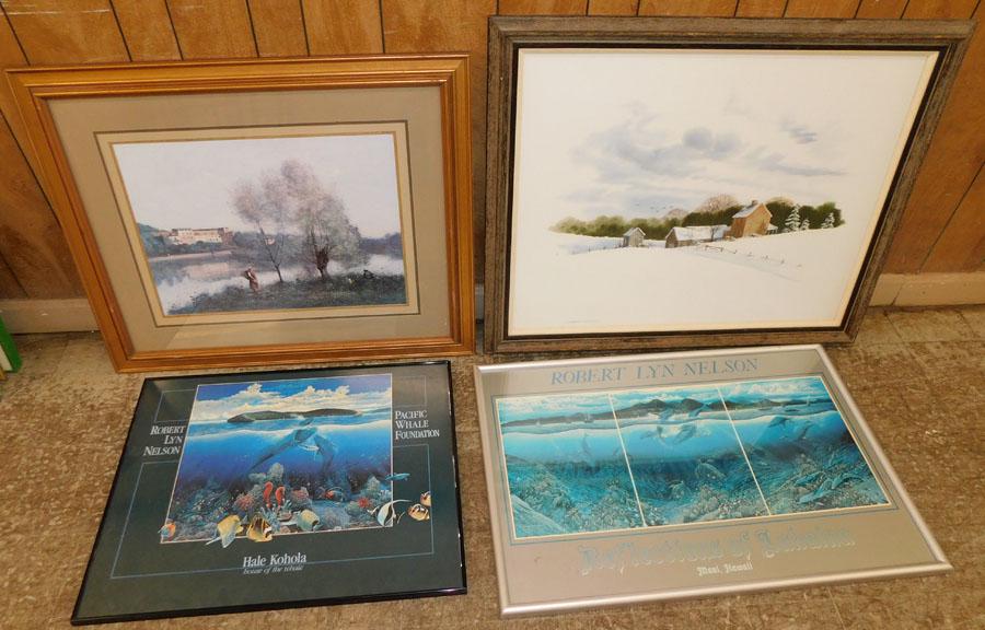 Snow Scene Print, 2 Framed Posters,Lake Scene Print (1 of 5)