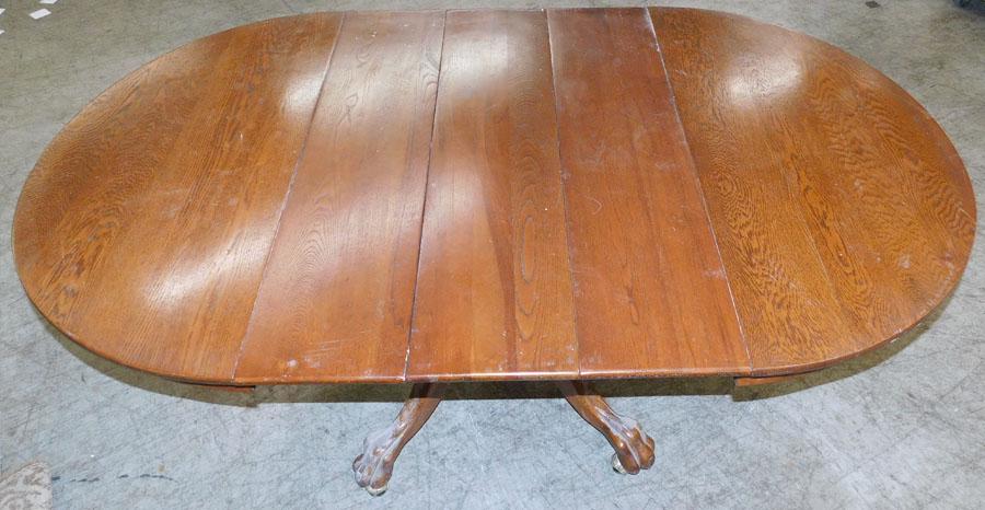 Antique Oak Dining Table with Claw Feet & 3 Leaves (1 of 3)