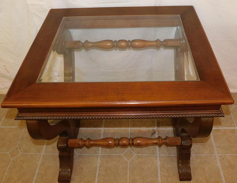 Glass Top Cherry End Table (1 of 3)