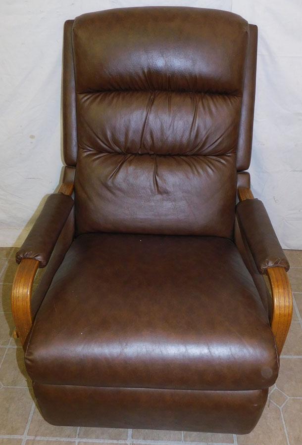 Oak & Vinyl Upholstered Recliner by Lazyboy (1 of 2)
