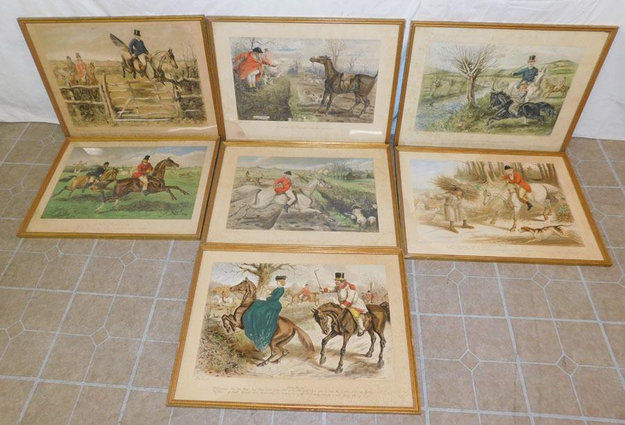 7 Framed Horse Cartoon Like Fox Hunt Scenes (1 of 8)