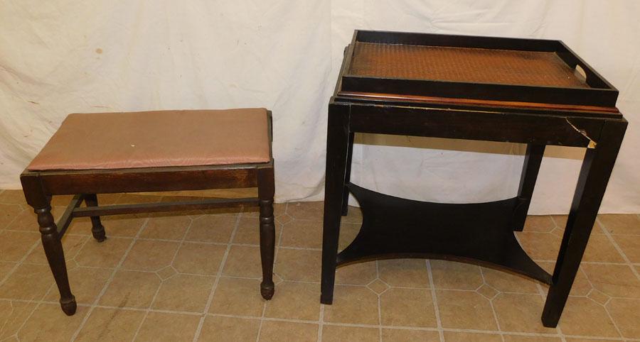 Black Lacquered Tray Top Table & Bench (1 of 4)