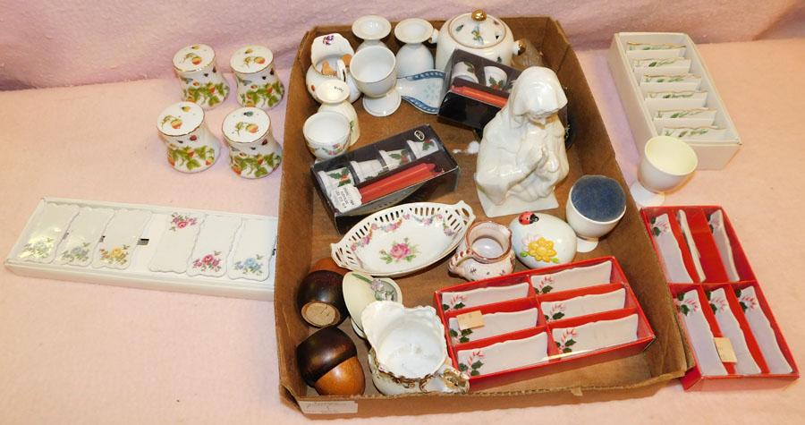 Lot of Porc Card Holders & Cups, Sugar & Creamers: Lot of Porcelain Card Holders & Cups, Sugar & Creamers.