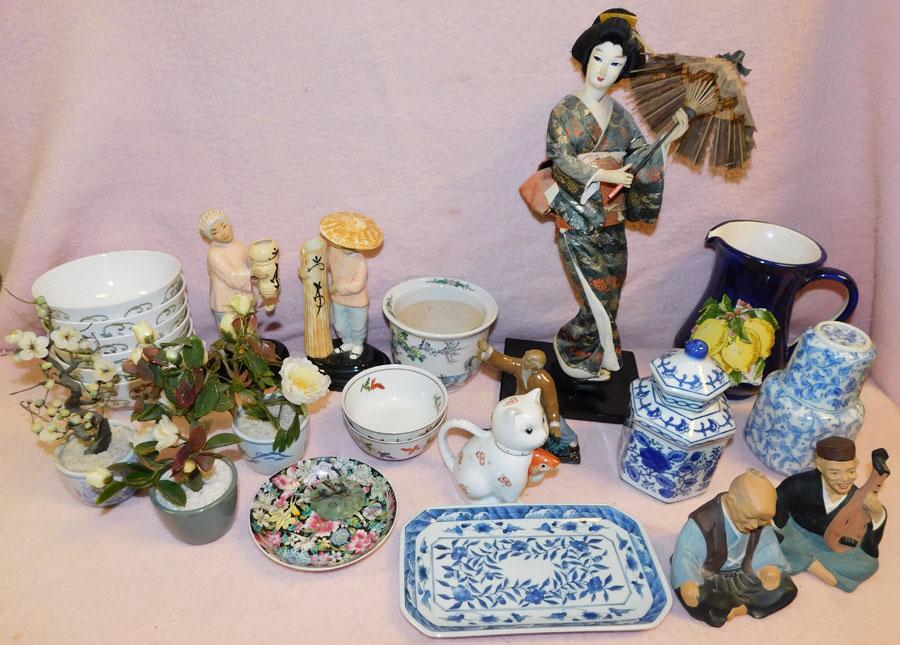 Lot of Oriental Porcelain & Oriental Doll (1 of 6)