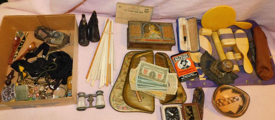 Misc. Lot - Vintage Dressing Set, Tin Box, etc. (1 of 8)